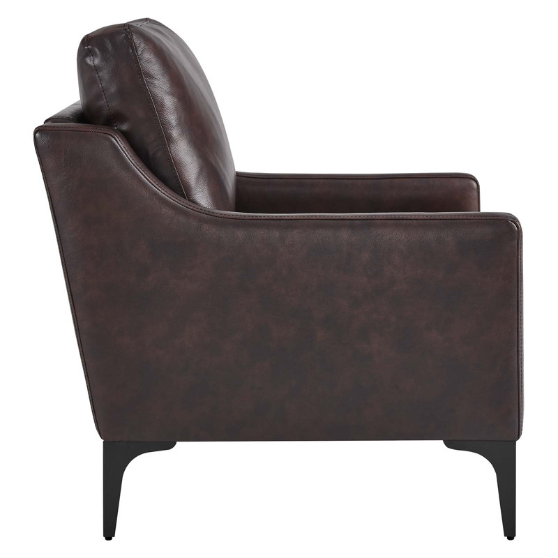 Modway Corland Leather Armchair, Brown Faux Leather