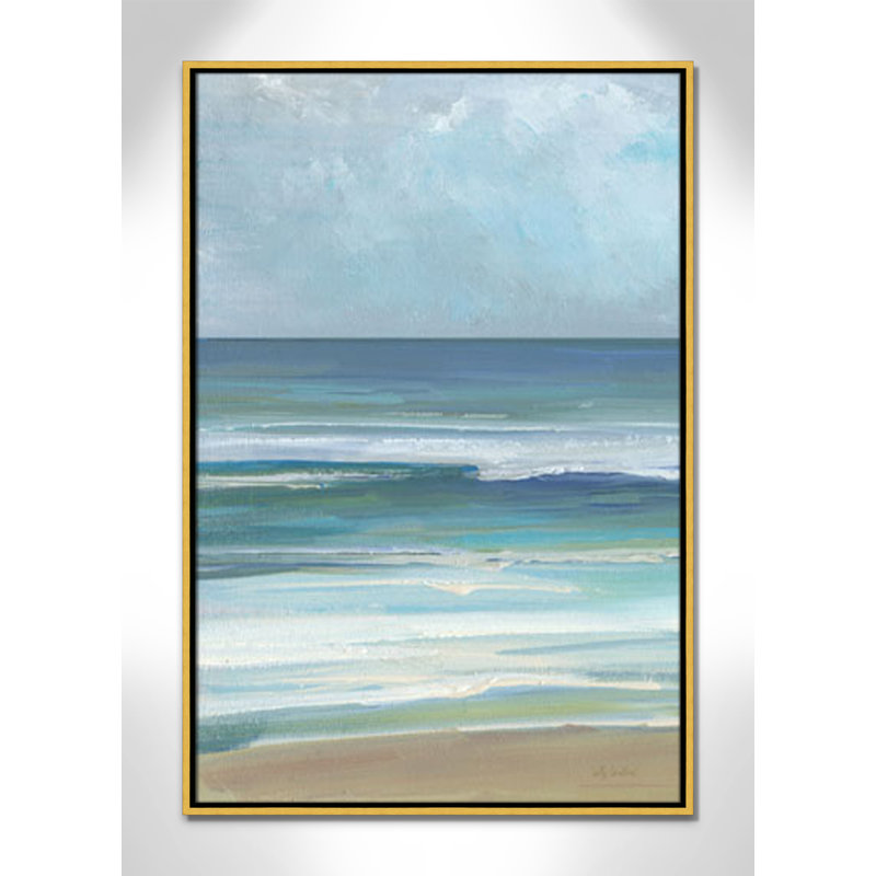 «Gentle Waves I Print» par Sally Swatland, L 25,5 po x H 37,5 po, Flotteur doré