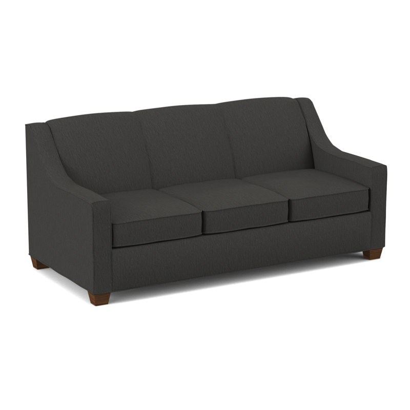 Phillips Square Arm Sofa with Reversible Cushions, Cardigan Coal, 34.5" H x 76" W x 36" D, Montana Walnut