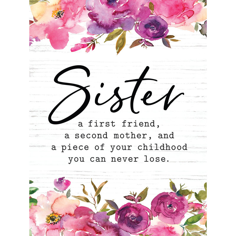 «Sister On Canvas» par Art textuel à lettres et doublé, H 12 po x l 8 po