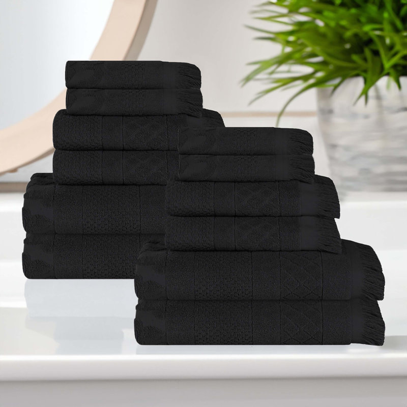 Serviette de bain Rolla, Noir, noir, noir, noir, Ensemble de serviettes 12 pièces