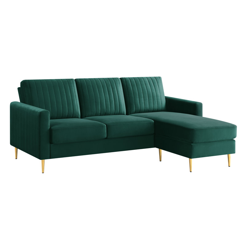 Christie Upholstered Corner Sofa, Teal Velvet