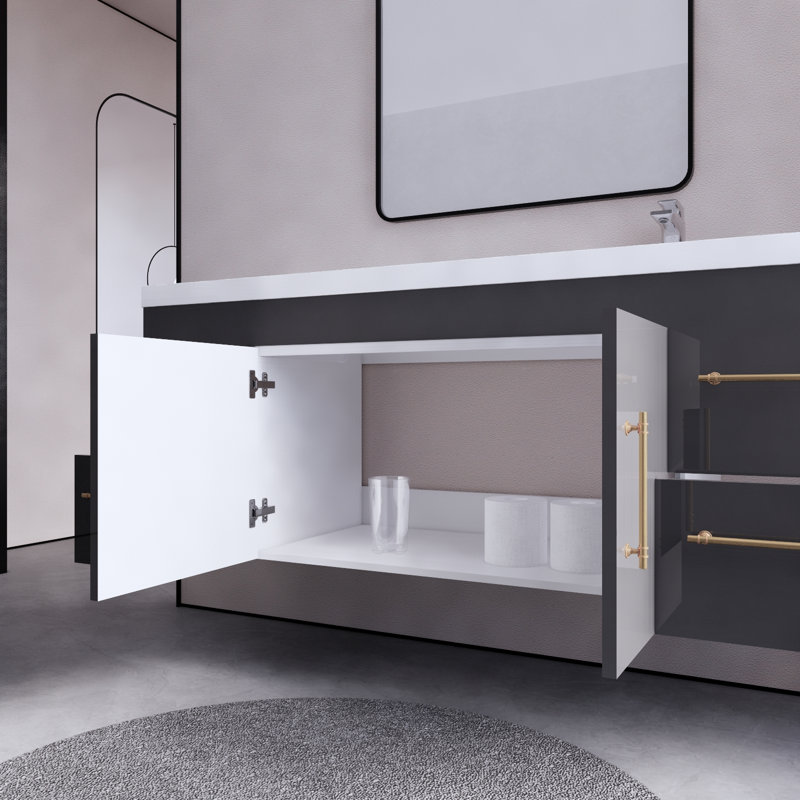 59.06'' Single Bathroom Vanity with Acrylic Top, Gray