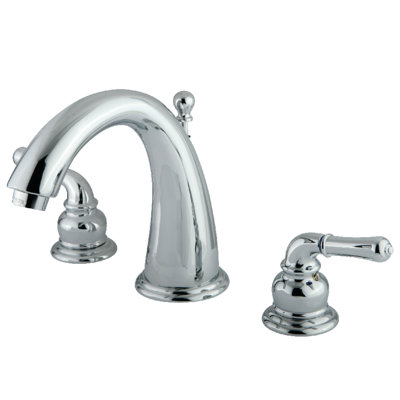 Kingston Brass Naples Two-Handle 3-Hole Deck Mount Widespread Bathroom Faucet with Brass Pop-Up Drain