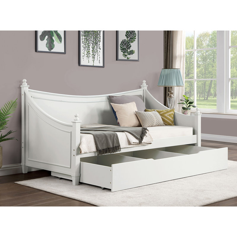 Twin Size Wood Daybed in White, White