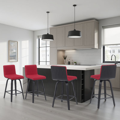 Neasa Fowey Biance Modern Swivel Counter Height or Bar Height Stool with Upholstered Seat and Wood Frame