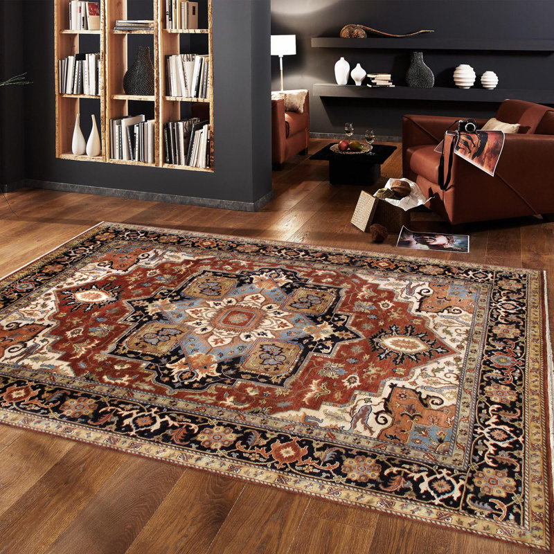 Hand Knotted Wool Oriental Indoor Rug, Rectangle 4' x 5'11"
