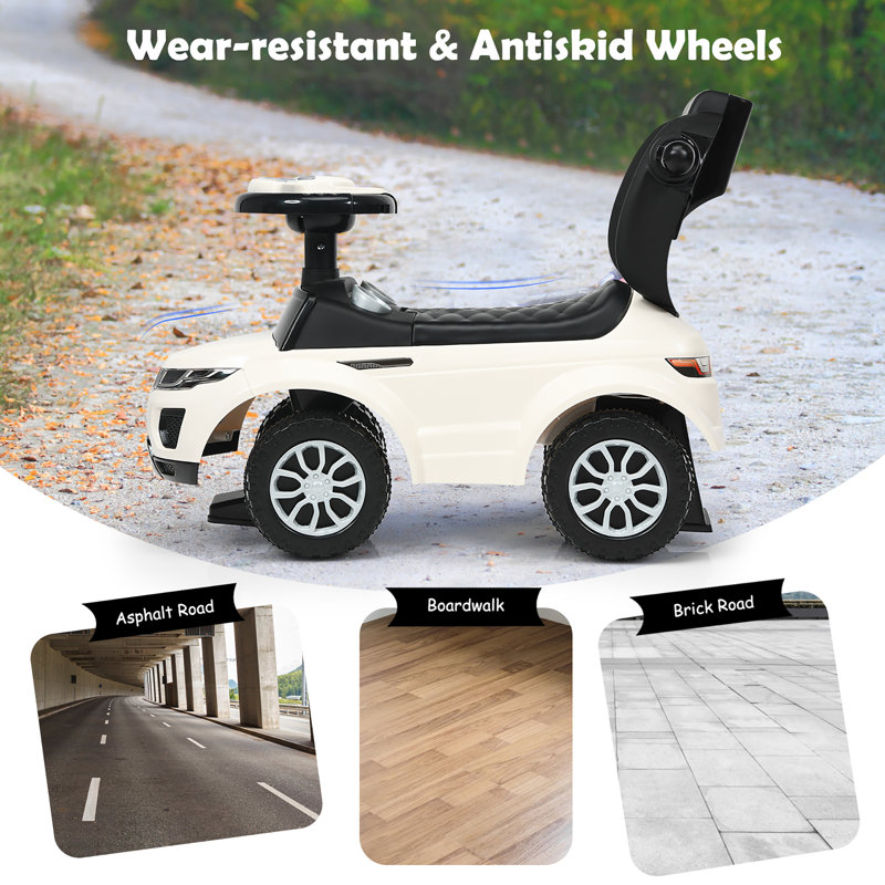 Costway 1 Seater Push/Pull Ride On, Black/White