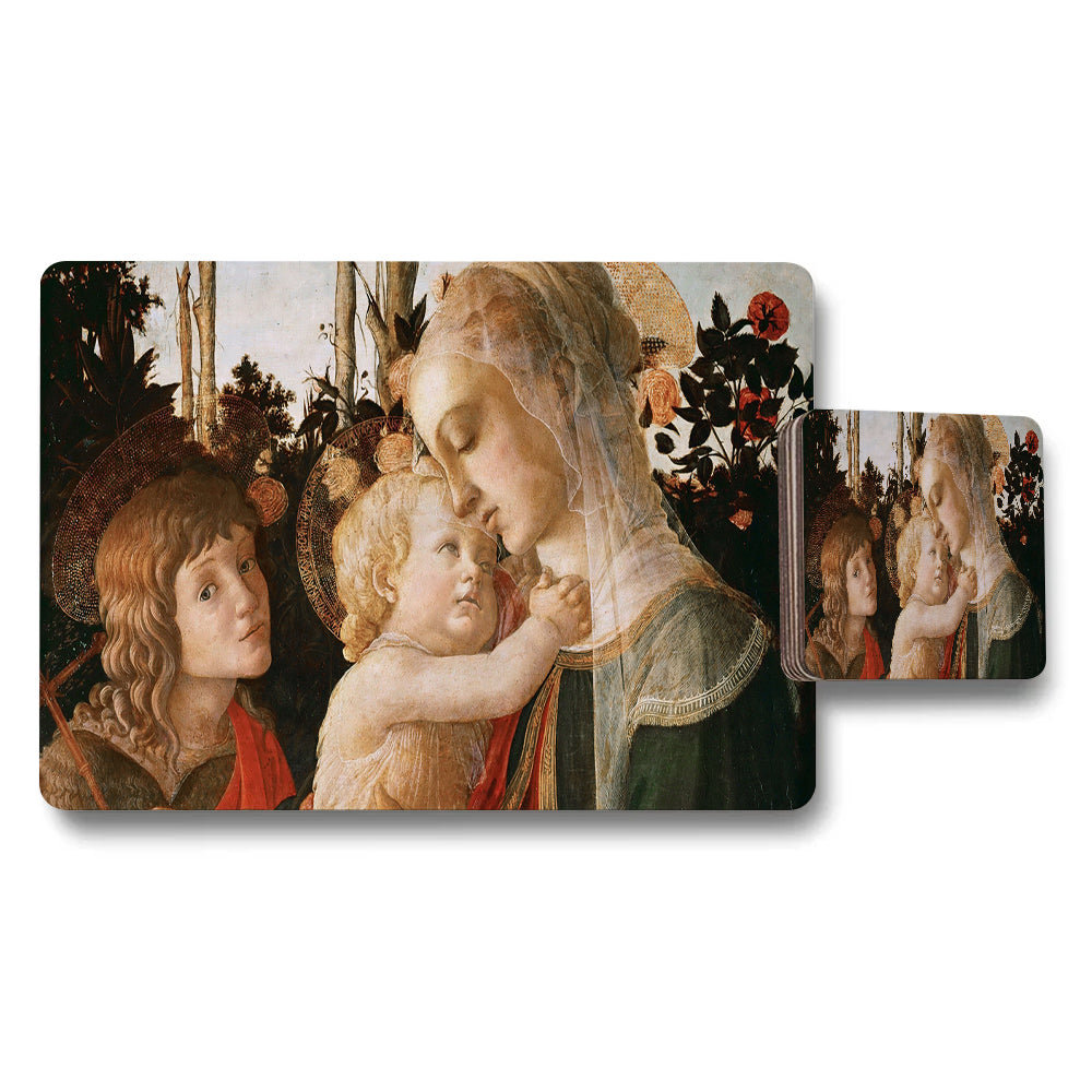 Madonna And Child Placemat And Coaster Set With Renaissance Art