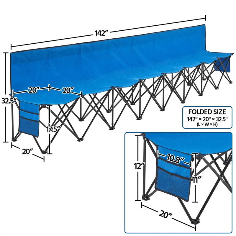 Bastien Folding Camping Bench, Blue