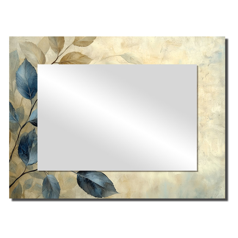 Faded Sepia Leaves II - Floral Decorative Mirror Wall Art - Printed On Metal, 24" x 32"
