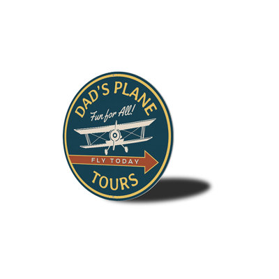 Panneau en aluminium «Dad's Plane Tours»