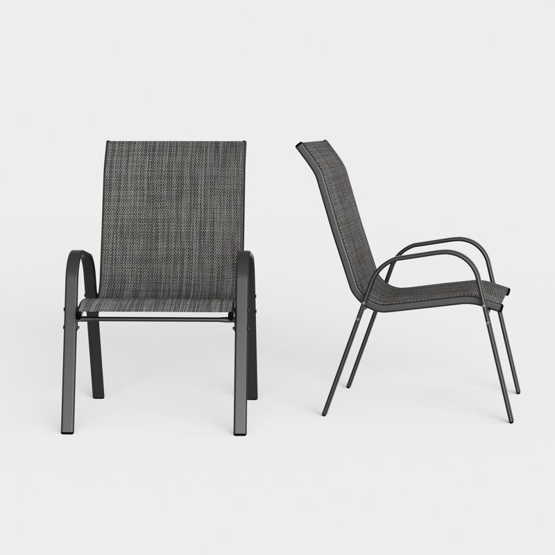 Chaises de salle à manger d'extérieur empilables l 24 po Ortonville, chaises en polyester enduit de PVC Densy, Gris foncé