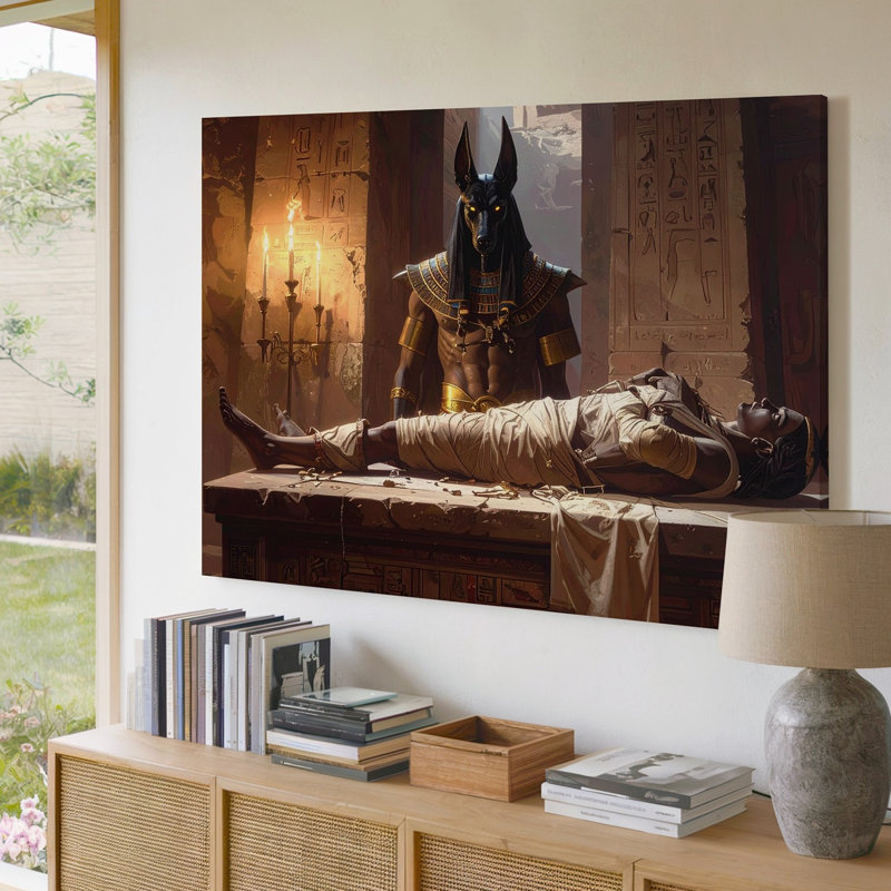 Art mural, rituel de la tombe d'Anubis, H 11 po x l 14 po