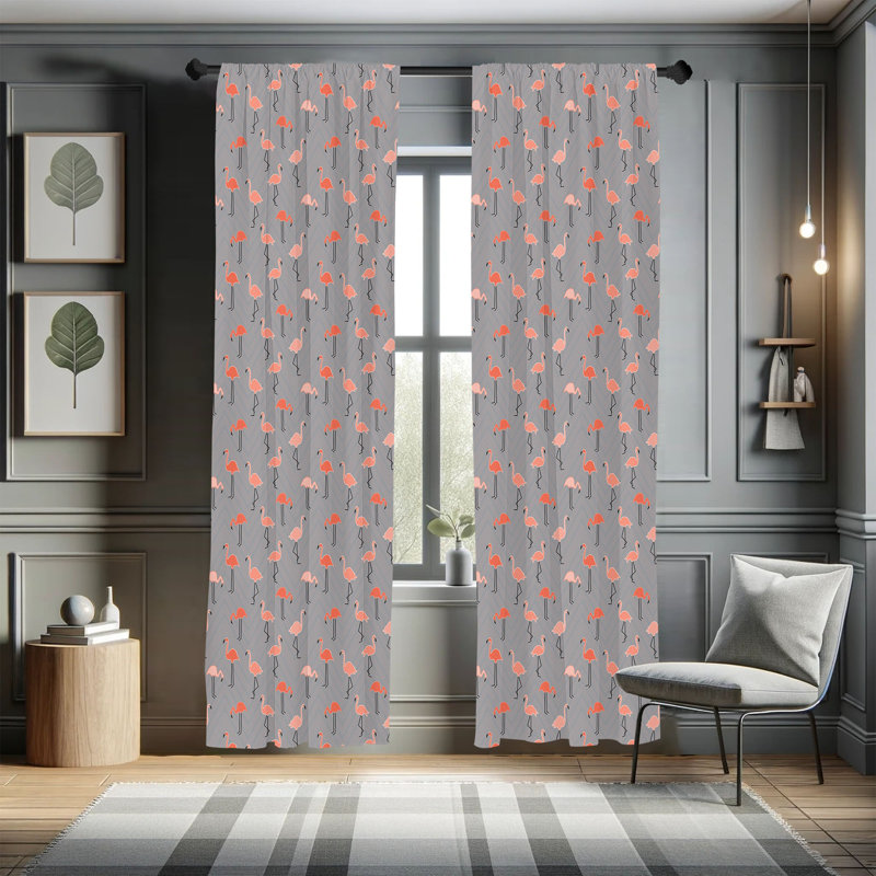 Flamingo Chevron Semi-Sheer Rod Pocket Curtain Panels, 28" x 84"