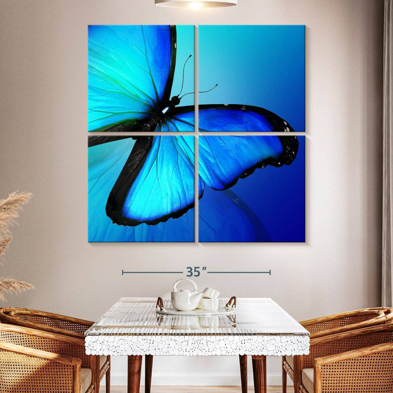 Papillon Morpho brillant, H 50 po x l 50 po