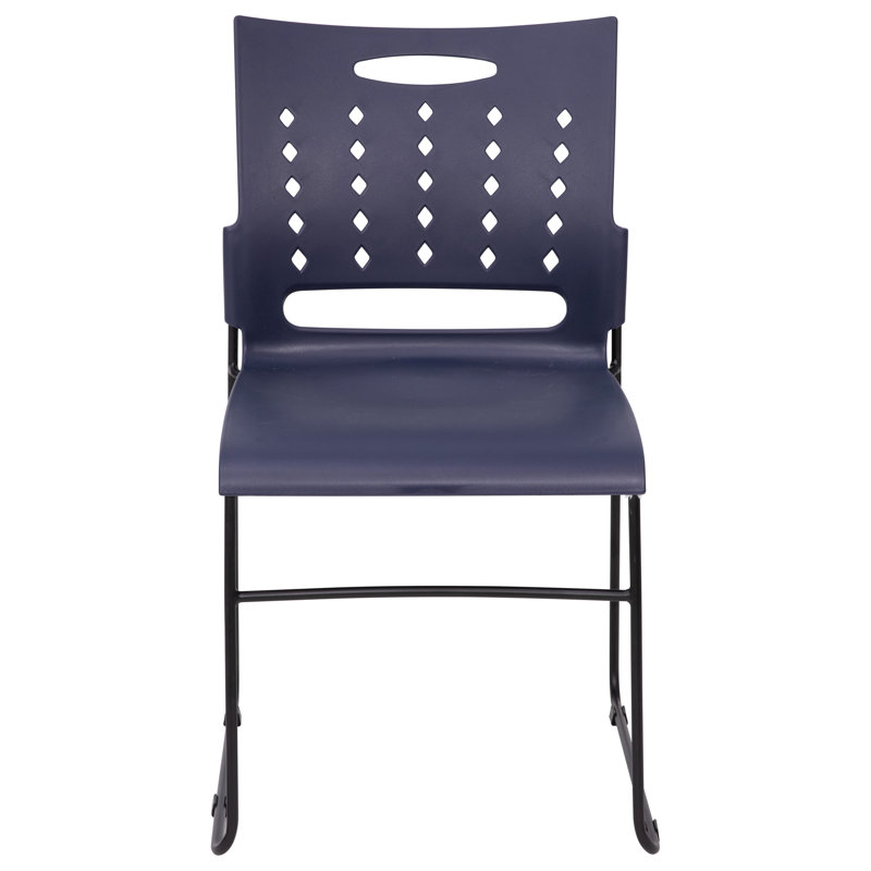 Navy Metal Ergonomic Stackable Chairs with Air-Vent Back, Set of 5