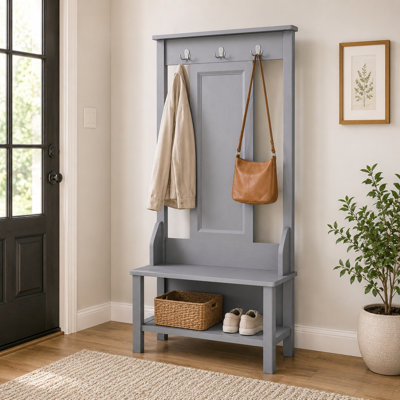 Hall Tree 31.5'' Wide With Bench And Shoe Storage Gray