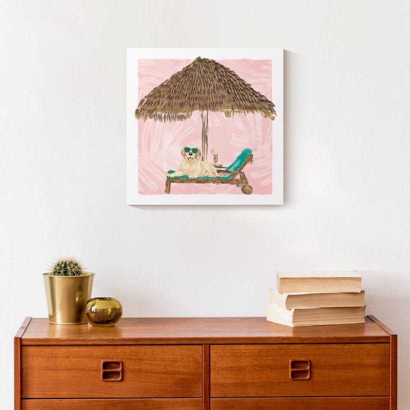 Lounging Golden Retriever 3 - peinture sur toile tendue, H 12 po x l 12 po