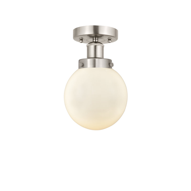 Plafonnier semi-encastré en verre Alfonsa, Blanc mat, Nickel satiné brossé