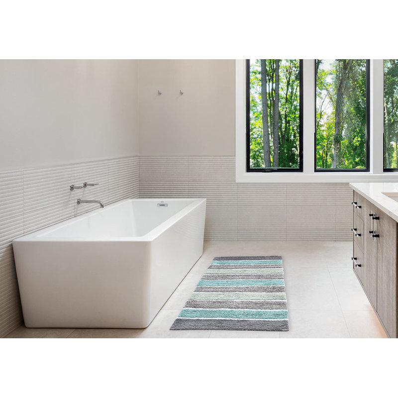 Tapis pour salle de bain Cervantez, Jaune / gris, L 24 po x L 60 po