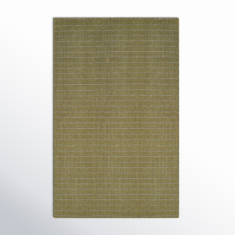 Tapis vert tissé à la main Amita, Rectangle de 5 pi x 8 pi