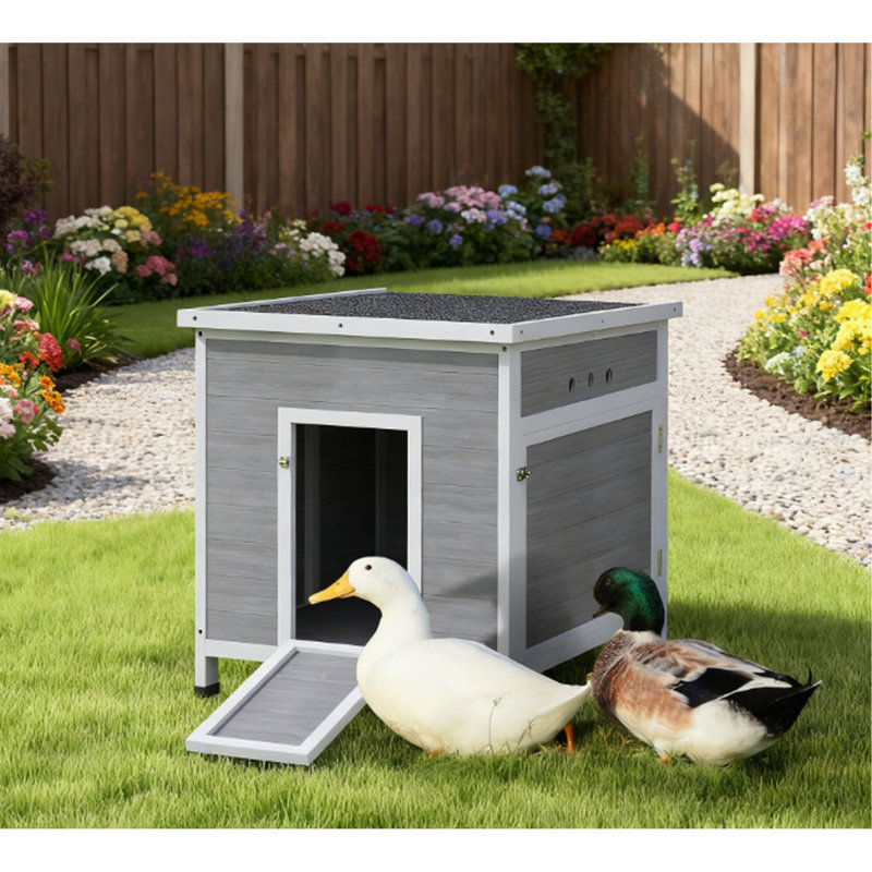 Bois avec cage de toit ouverte, plancher amovible, portes doubles, H 29,9 po x l 24,8 po x P 32,3 po