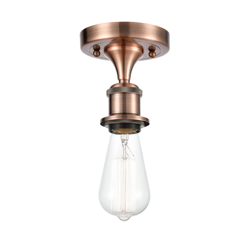 Plafonnier semi-encastré géométrique 4,5 po 1 lumières Smathering, Cuivre antique, Ampoule incandescente rétro de 60 watts