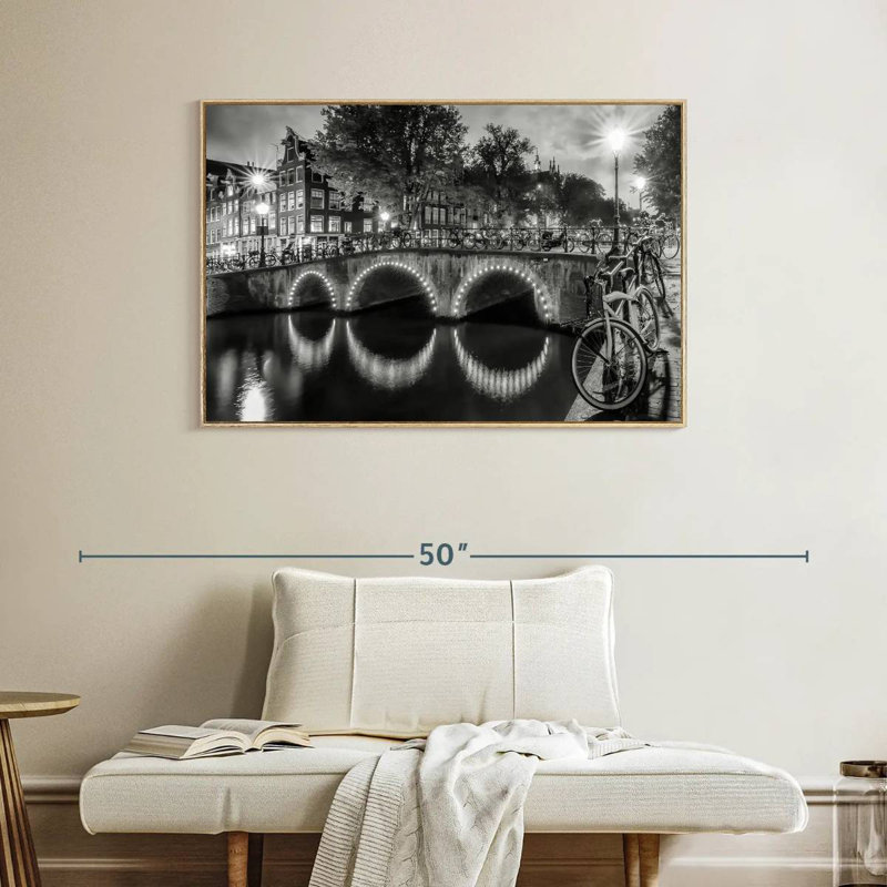 Vue moderne Amsterdam, Cadre flottant en bois naturel, 40 po x 27 po