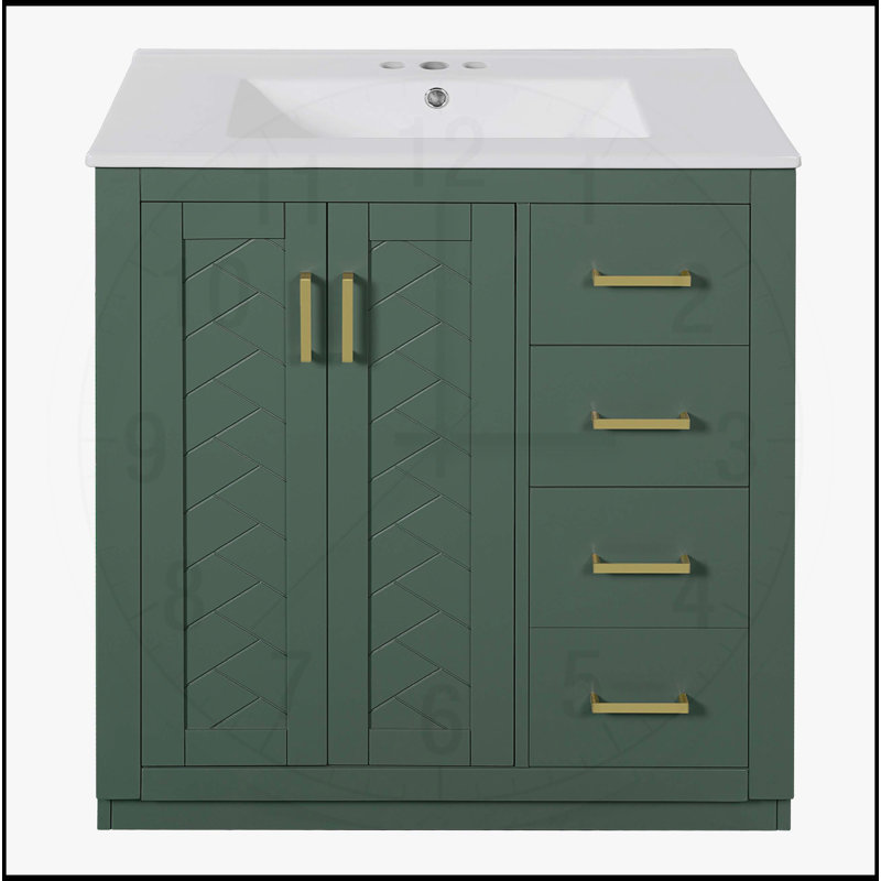 Meuble-lavabo 30 po avec lavabo en céramique, Vert