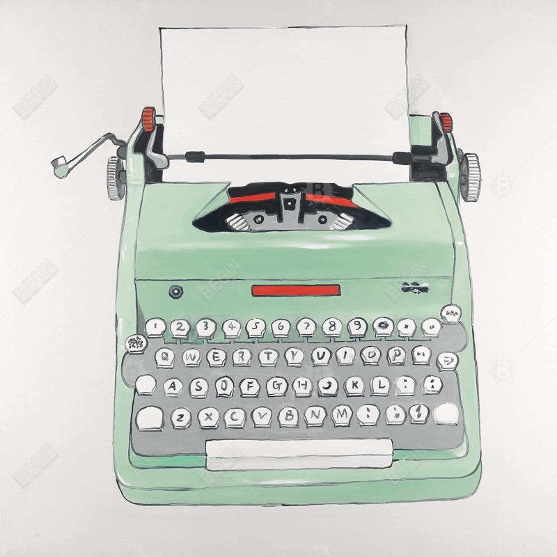 Mint typewriter - 16"x16" Throw pillow - Poly twill - Print on demand, Mint