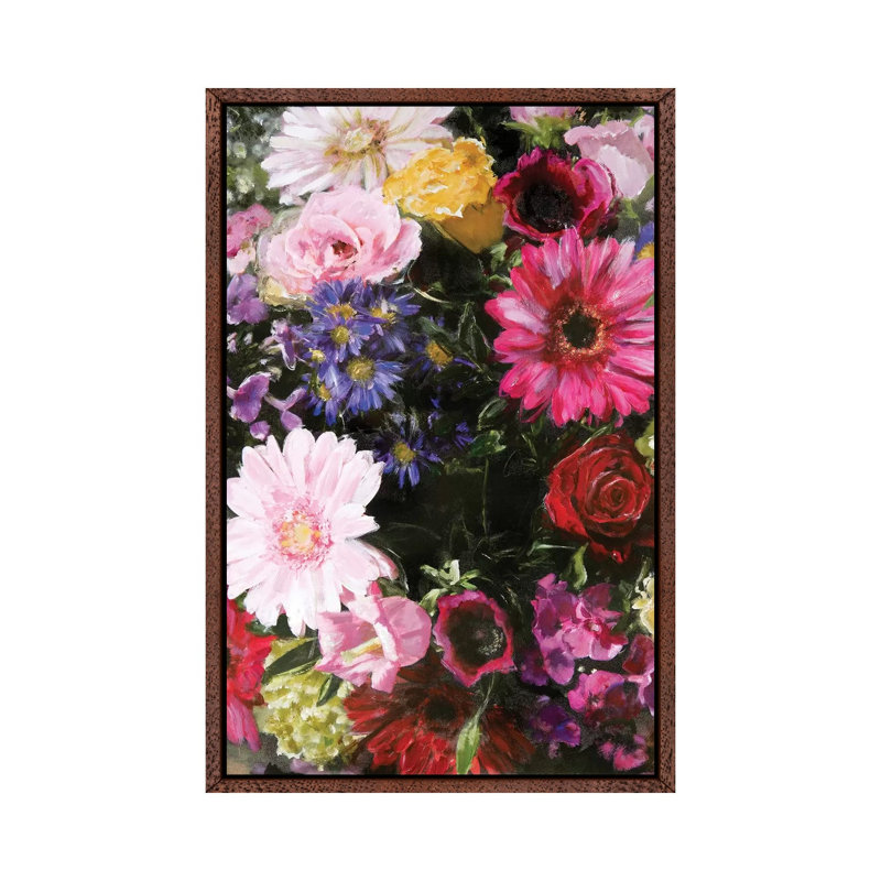 Dark Blossom - Painting on Canvas, Classic Brown Wood Framed, 66.04cm H x 45.72cm W x 3.81cm D