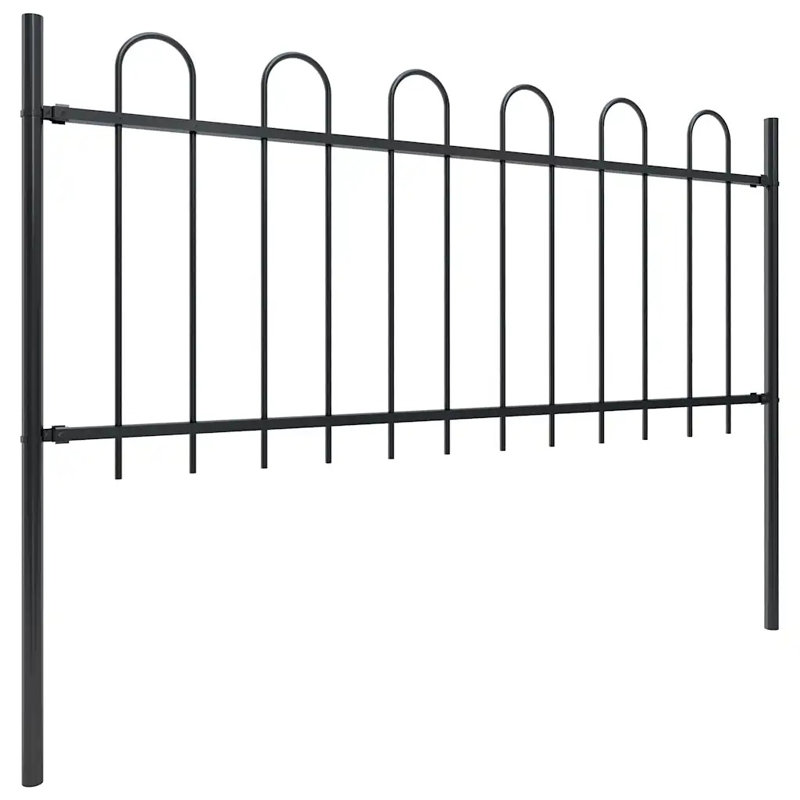 Danyel Black Metal Fence Panels Included, 130cm H x 1530cm W x 2cm D
