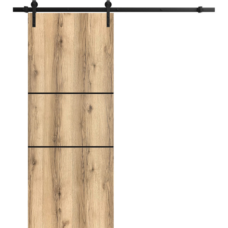 Porte de grange en bois massif massif, 42 po x 84 po, Chêne