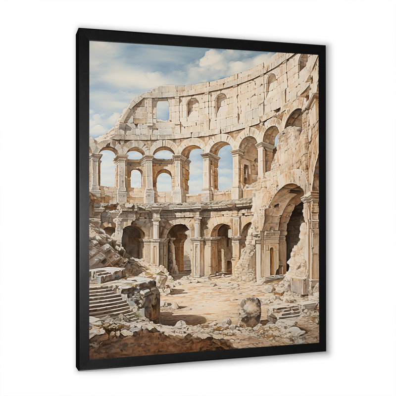 «Italian Colosseum Memory I», reproduction sur toile, Cadre photo noir simple, H 44 po x l 34 po x P 1,5 po