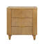 Table de chevet à 3 tiroirs de style Mid-Century cannelé, table de chevet avec profil incurvé et poignées lustrées larges, table de bout pour le salon, la chambre à coucher, assemblage facile-126096253