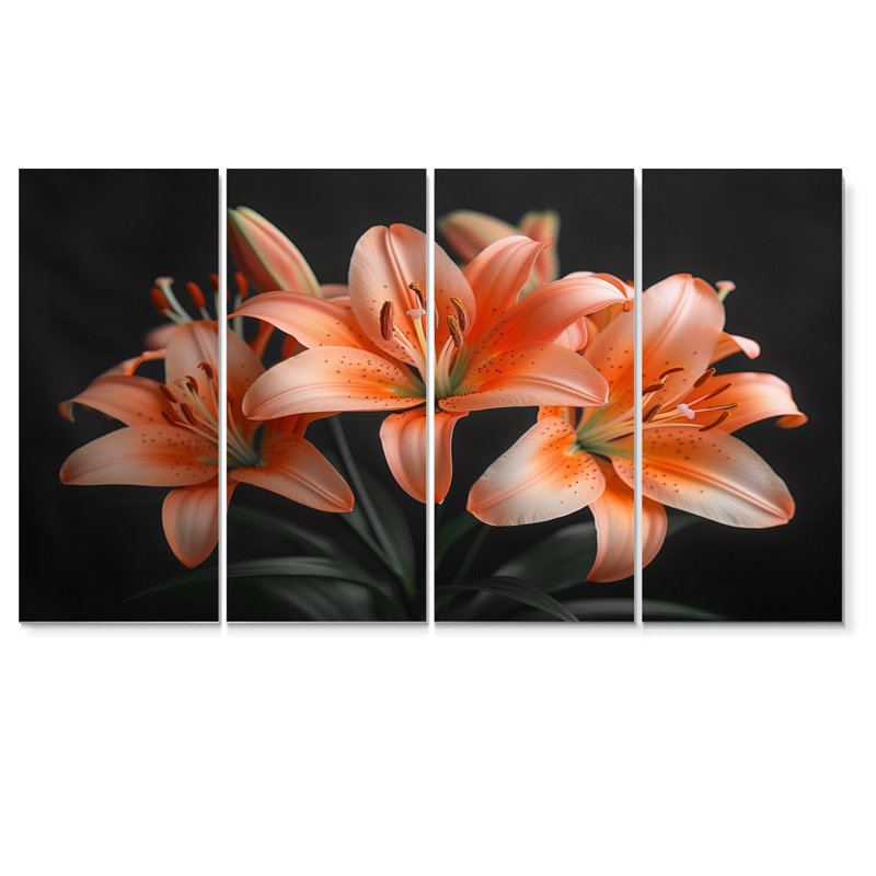 Ensemble de salon art mural lys orange printemps noir photo III, H 32 po x l 64 po