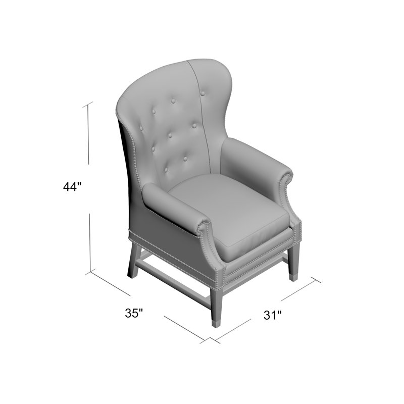 Fauteuil à oreilles en lin de 31 po de large Farrington, Taupe Riviera