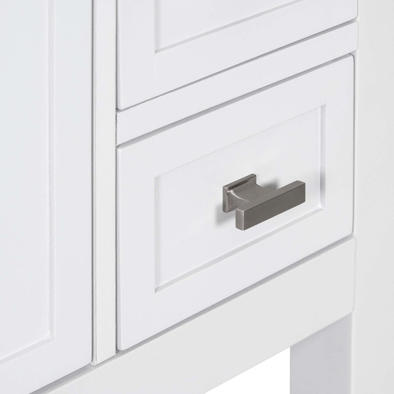 Ensemble de meuble-lavabo moderne avec 2 portes, 6 tiroirs, bar à serviettes et armoire à pharmacie, Blanc