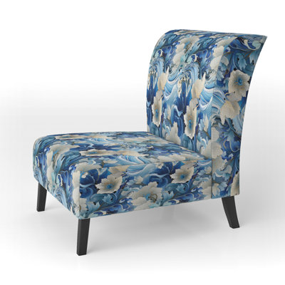 Coastal Breeze Paisley Pattern - Upholstered Boho Slipper Chair, Paisley Pattern Accent Chair