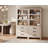 74" Tall Bookbookshelf, Large Farmhouse Bookcase With 3 Drawers Set Of 2, Wood Bookshelves Storage Cabinets For Living Room, Home Office, Library, Beige-1594478273