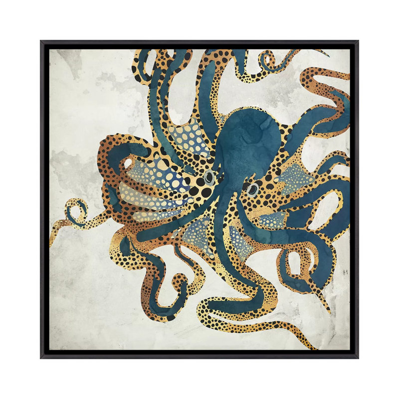 Underwater Dream VI - impression d'art graphique, H 12 po x l 12 po, Toile avec cadre flottant, Noir patiné