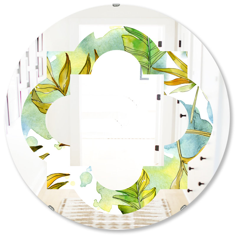 Miroir mural Quatrefoil Coastal, 23,6 po x 23,6 po, Feuillage tropical