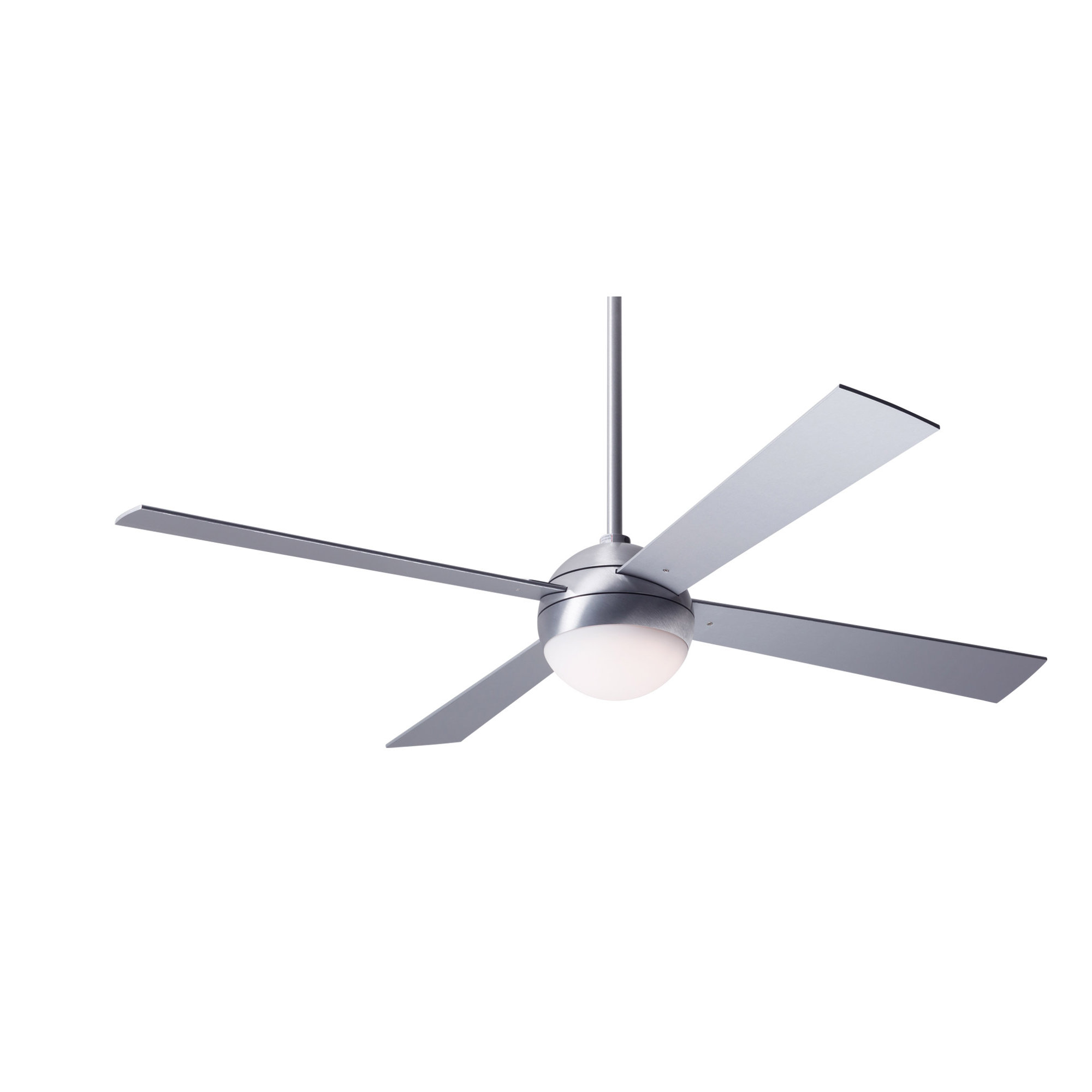 Ball 52'' 4 Blade Ceiling Fan with LED Light Kit, Handheld Remote Control (2-wire), Aluminum, Brushed Aluminum