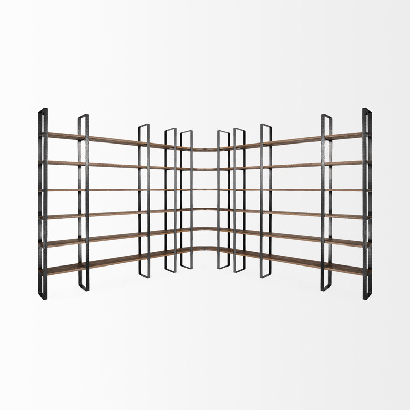 Corner Bookcase, Black/Dark Brown