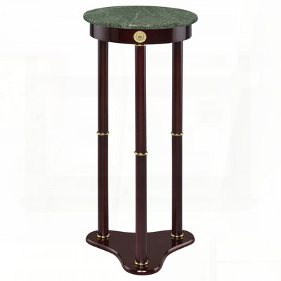 Round Plant Stand Side Table in Merlot Finish