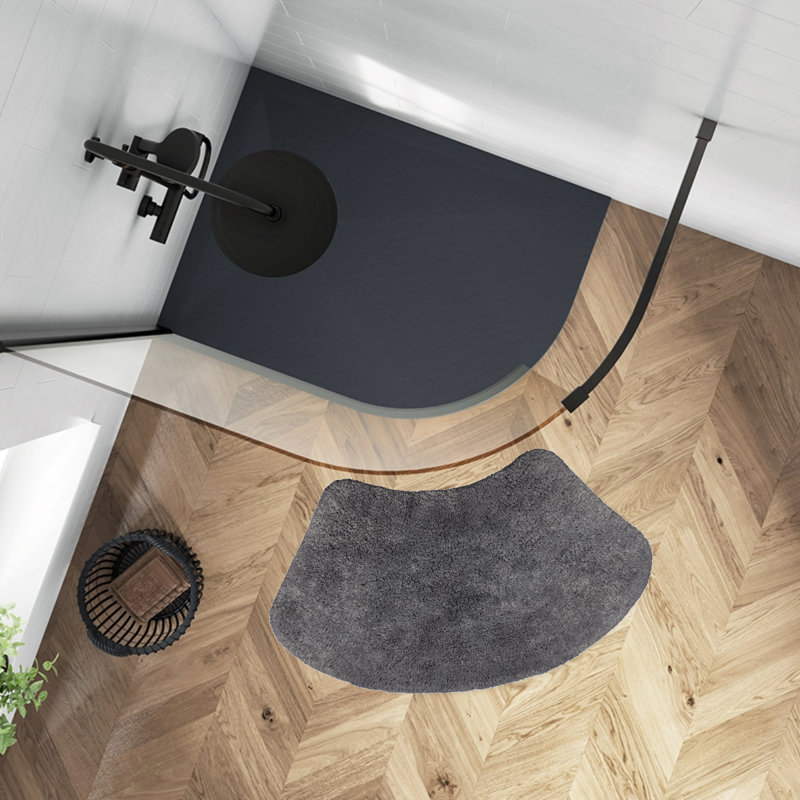 Curved Shower Bath Mat, Charcoal