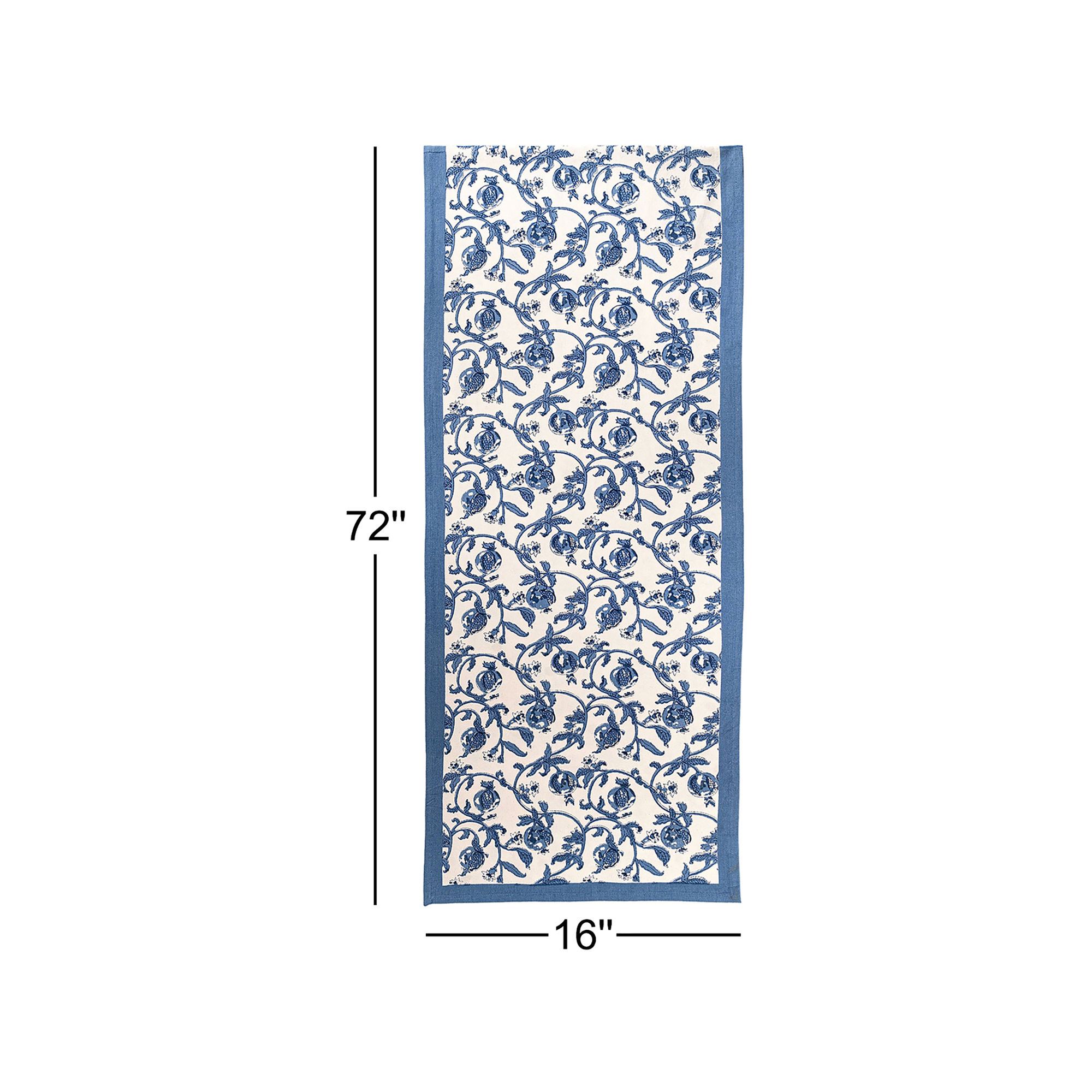 Brona Floral Table Runnner, Blue, 72" L x 16" W