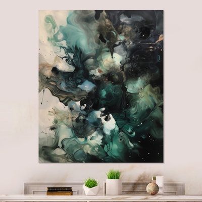 Art mural vert et blanc marbré I - décoration murale géométrique moderne en métal