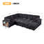 Canapé-lit modulaire en U 117 "avec chaise de rangement et bibliothèque d'appoint en velours côtelé gris foncé 117"-121243983